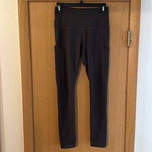 Lingswallow Women’s Side Pocket Mid Rise Leggings Brown Size Small Medium